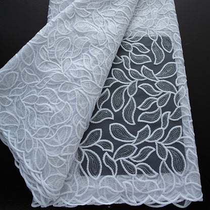 1pc 5yards White African Lace Fabric 2026 New Design French Mesh Embroidered Lace Fabric for Wedding Dresses 4484