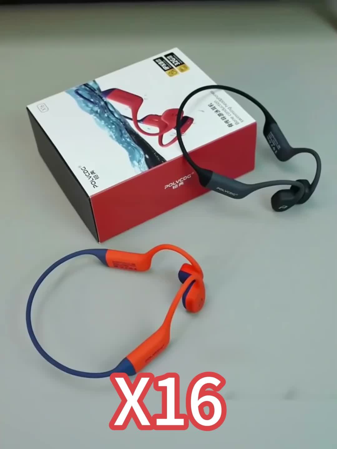 POLVCDG Audio new upgrade sound sense 2.0 X16 wireless bone conduction headset, professional sweat and, clear talk with microphone, magnetic charging port long life, large memory wireless/MP3 dual-mode one-click switch, suita