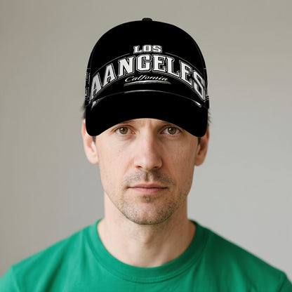 1pc 2D Los Angeles Bold Print Snapback Baseball Cap - Lightweight Adjustable Polyester Hat with Full-Body Design, Great for Outdoor Running, Sports & Casual Street Style.,  Funky Design, Urban Fashion, Comfortable Fit, Street