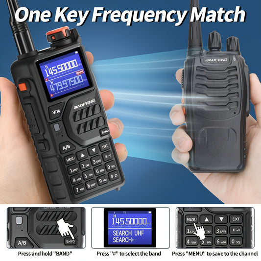 2Pack BAOFENG Ham Radio K5Plus 10W Handheld Long Range Rechargeable NOAA Weather Radio Portable 5RM UV-K5 Two Way Radio Copy Frequency Walkie Talkie for Adults WithType-C Charging for Camping Hiking Biking Climbing