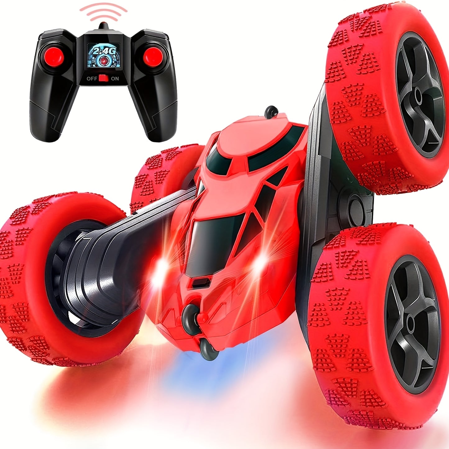 Remote Control Car, RC Toy Vehicle for Kids Ages 6-12 Years Old, 4WD Dual-Sided 360° Flip Stunt with 2.4GHz LED Lights and All-Terrain High Speed - Birthday Gift Idea or Holiday Present (Christmas Halloween Easter)