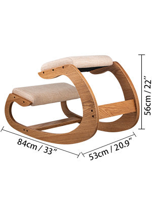 SucceBuy Ergonomic Rocking Wooden Kneeling Chair Correct Posture Computer Chair Original Home Office Furniture Thick Cushion