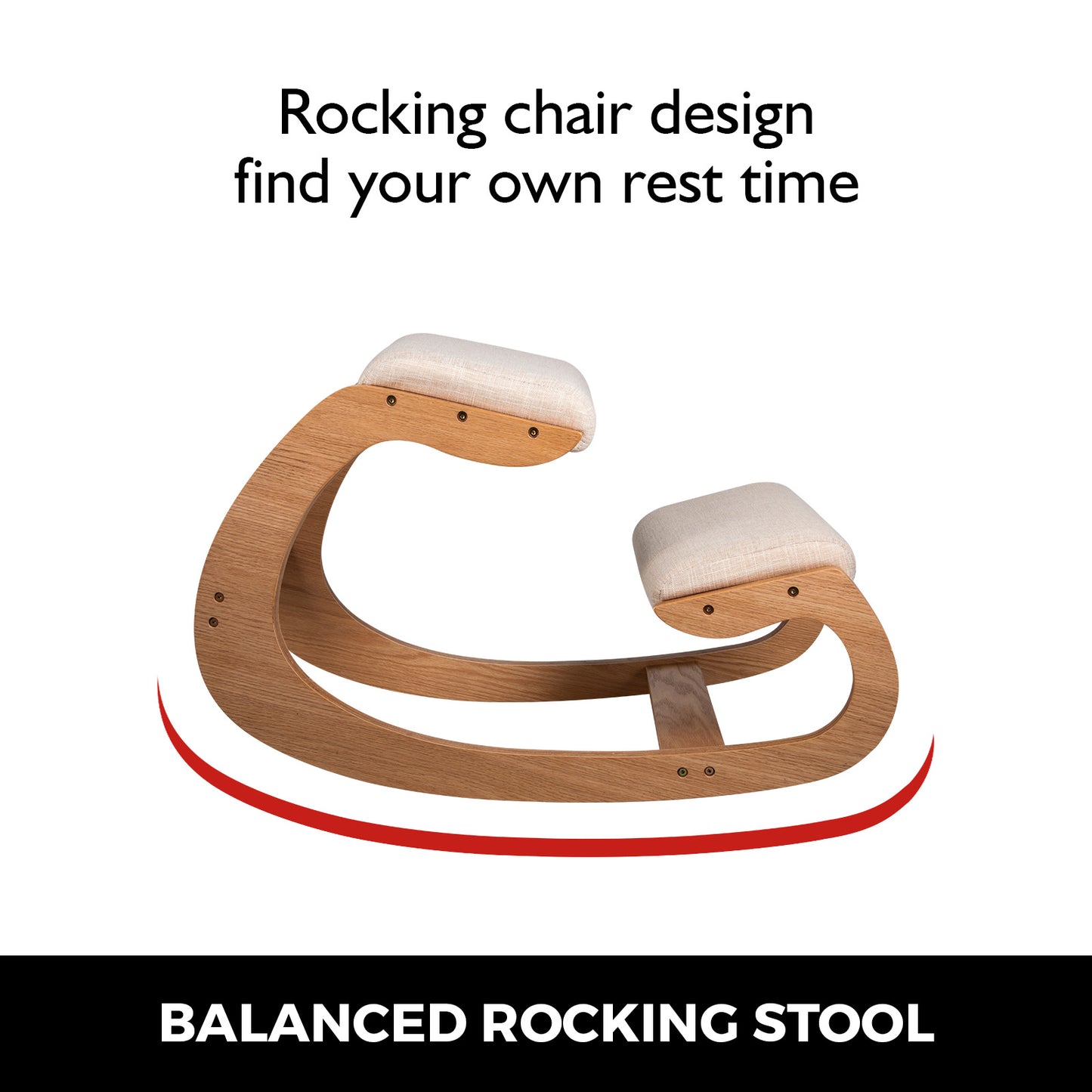 SucceBuy Ergonomic Rocking Wooden Kneeling Chair Correct Posture Computer Chair Original Home Office Furniture Thick Cushion