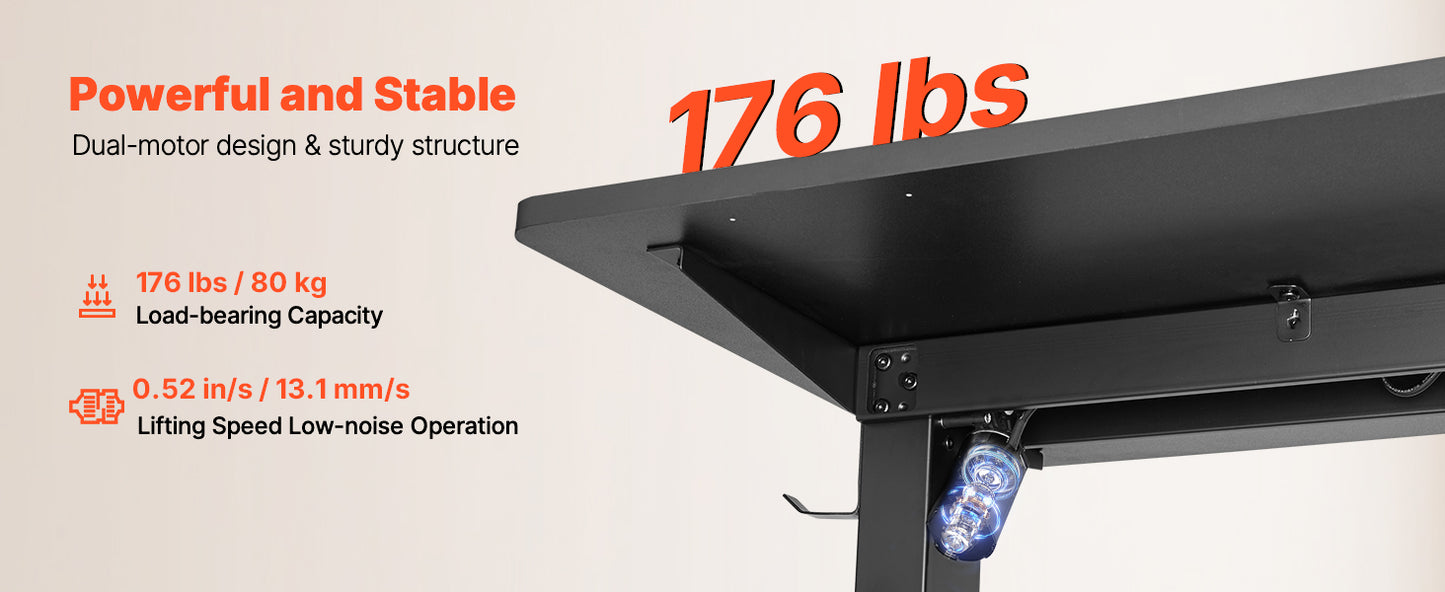 SucceBuy L Shaped Desk Electric Adjustable Height Corner Gaming Desk with Dual Hooks and Wheels for Home Office Easy to Assemble