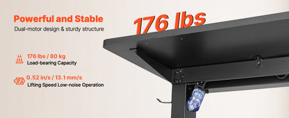 SucceBuy L Shaped Desk Electric Adjustable Height Corner Gaming Desk with Dual Hooks and Wheels for Home Office Easy to Assemble