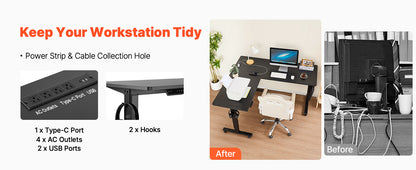 SucceBuy L Shaped Desk Electric Adjustable Height Corner Gaming Desk with Dual Hooks and Wheels for Home Office Easy to Assemble