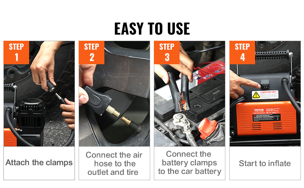 SucceBuy Tire Inflator Compressor 6-10 CFM Heavy Duty Air Compressor Dual-Cylinder 150PSI Air Pump with Adapters for Trucks Car