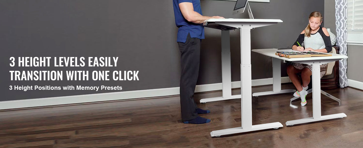 SucceBuy Standing Desk Frame  Electric Stand Up Computer Desk Legs Ergonomic DIY Workstation Base for Home Office Black white